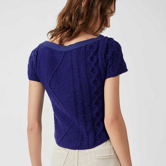 Free People Baby Cable Knit Tee Blue - Picture 2 of 12